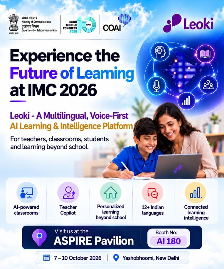 Leoki at India Mobile Congress 2026: visit the ASPIRE Pavilion, booth AI 180, 7-10 October, Yashobhoomi, New Delhi