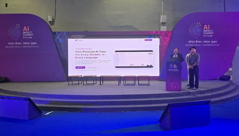The platform being launched on stage at the India AI Impact Summit