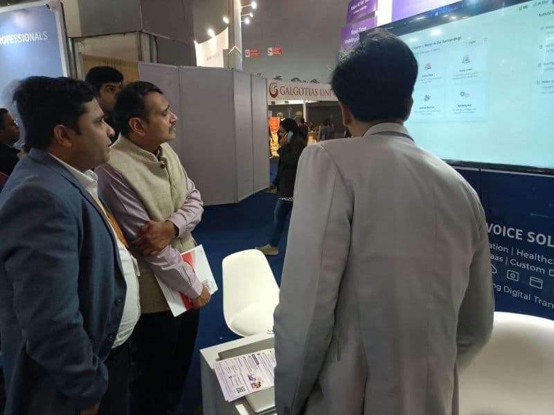 Visitors trying the platform on a large screen at the India AI Impact Summit